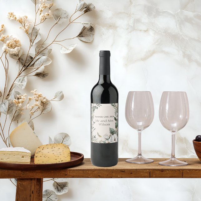 Magnolias blanc et Mariage papillon Étiquettes de  (Créateur téléchargé)