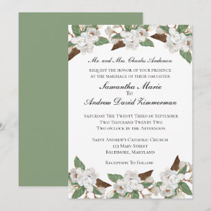 Magnolias blancs Invitation de mariage classique é