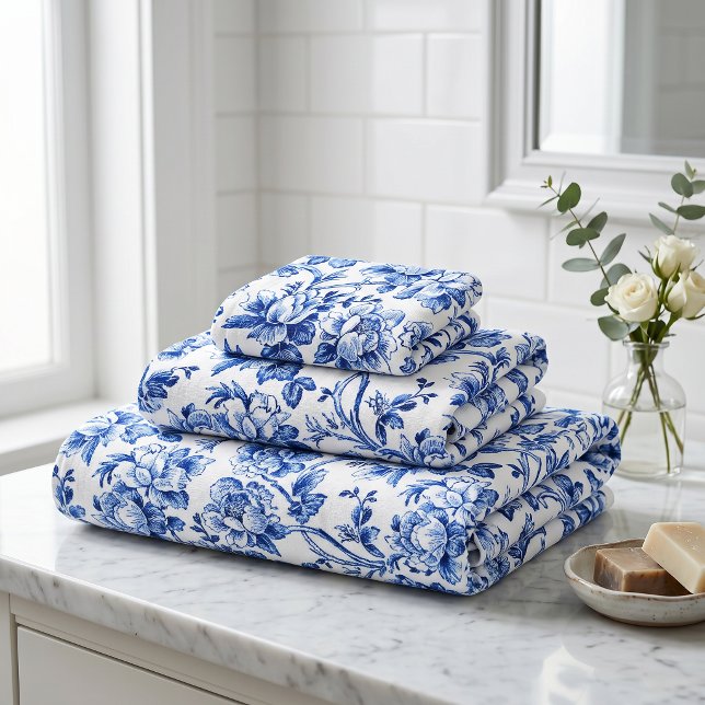 Magnolias Bleus et Blancs Toile de Jouy (Créateur téléchargé)