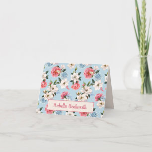 Magnolias et Œillets sur Personnalisé Bleu