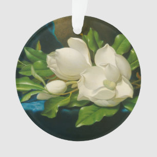 Magnolias géantes sur un tissu bleu de velours,