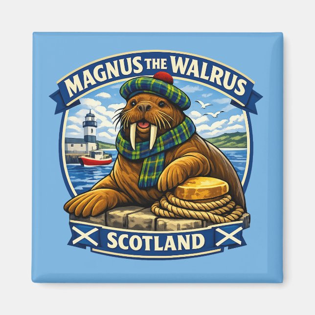 Magnus le Morse Écossais Aimant le Bord de Mer Éco (Devant)