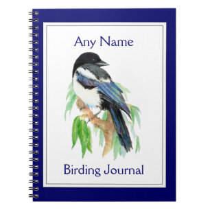 Magpie d'aquarelle du journal d'oiseaux personnali