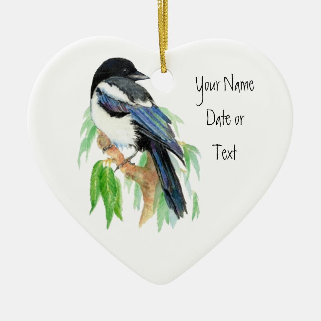 Magpie, Ornement à Customiser, Oiseau, Nature (Devant)