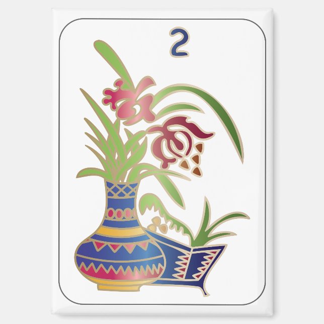 Mah Jongg, aimant à fleur (Recto)