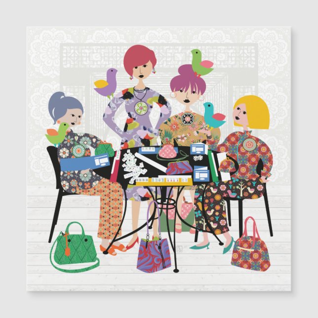 Mah Jongg Birds Flat Magnet (Devant)