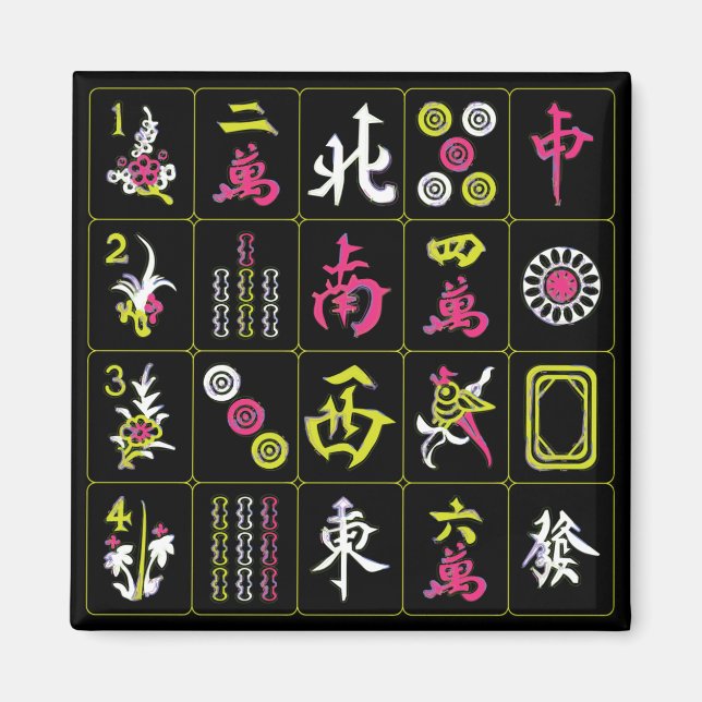 Mah Jongg Black/Fuchsia/Lime Magnet (Devant)
