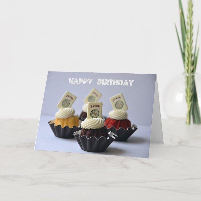 Mah jongg Carte d'anniversaire Cupcakes (Devant)