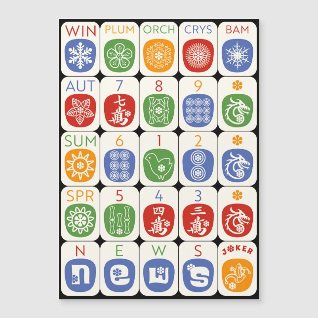 Mah Jongg Carte magnétique moderne (Devant)