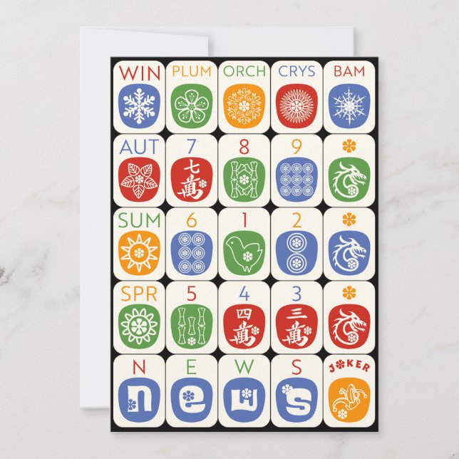 Mah Jongg Carte moderne à plat (Devant)