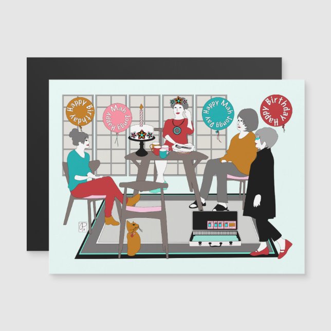 Mah Jongg Chat Anniversaire (Devant / Derrière)