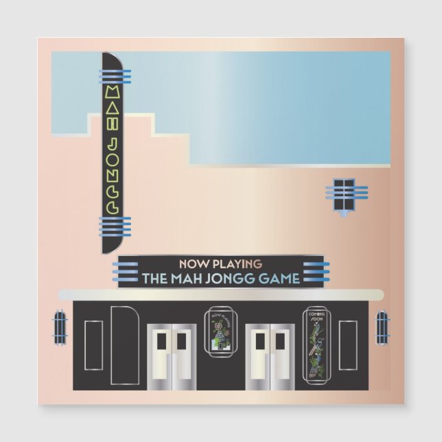 Mah Jongg Deco Theater Magnet Card (Devant)