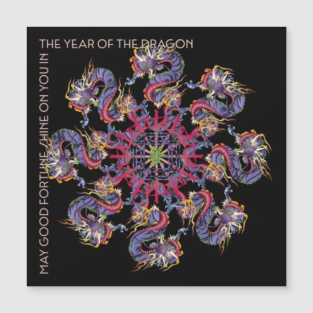 Mah Jongg Dragon Year Flat Magnet (Devant)