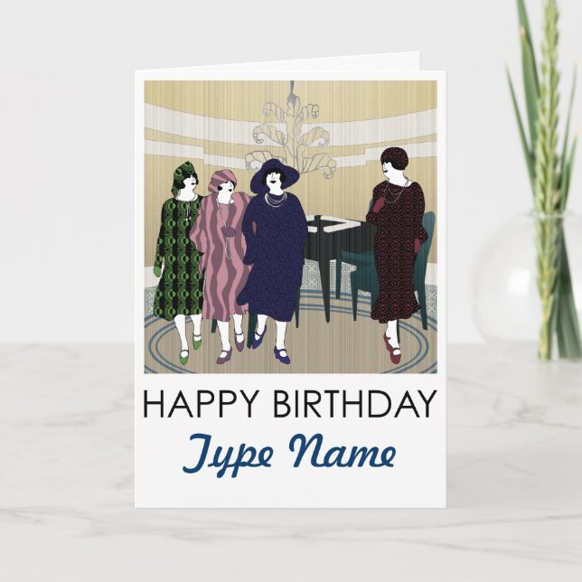 Mah Jongg Flappers Lounge Carte d'anniversaire (Devant)
