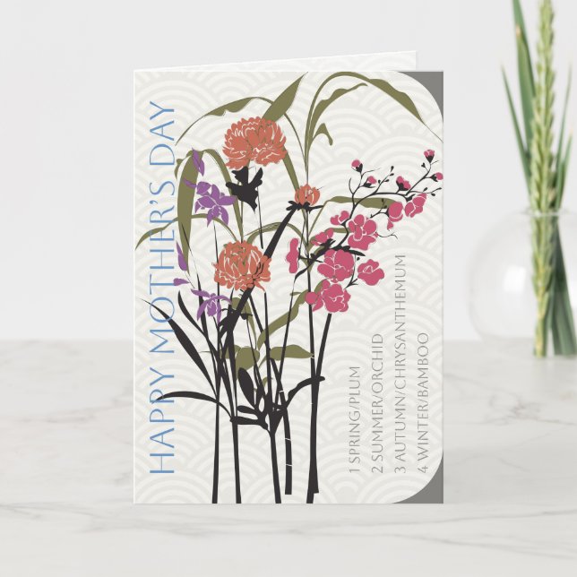 Mah Jongg Fleurs Carte de Fête des Mères (Devant)