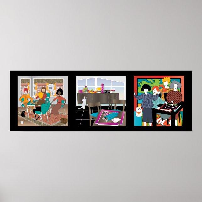 Mah Jongg Game Night Cats Poster (Devant)