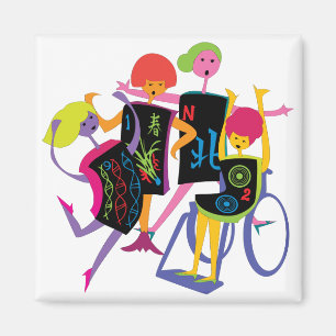 Mah Jongg Joyeuse Danse Magnet blanc