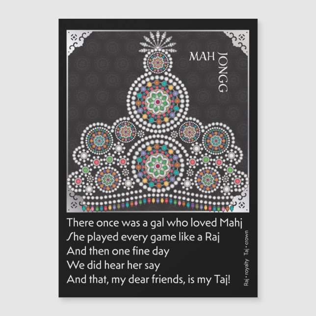 Mah Jongg Limerick Taj Aimant plat (Devant)