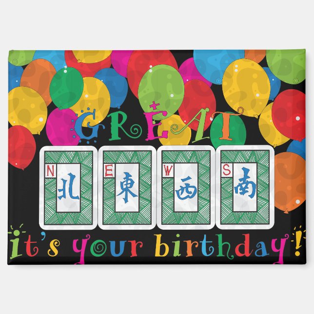 Mah Jongg NOUVELLES Anniversaire Magnet (Recto)