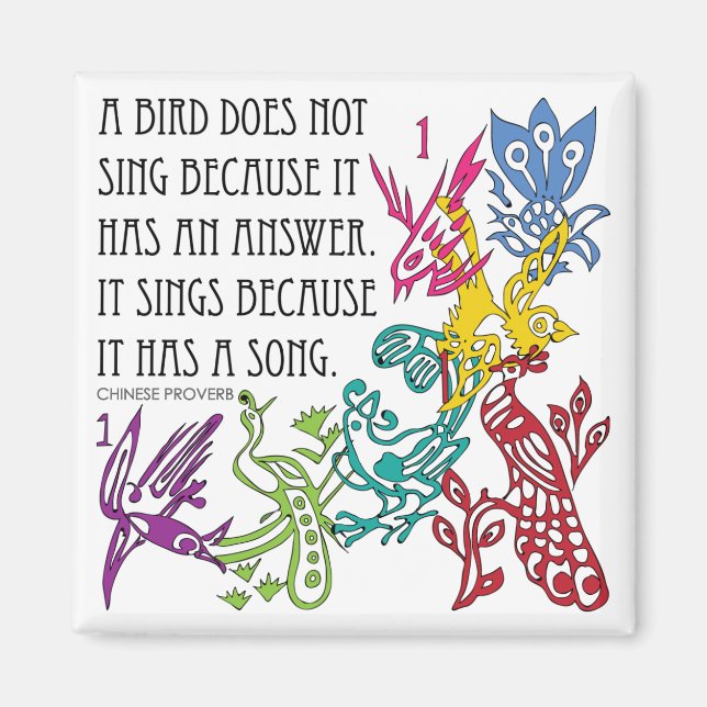 Mah Jongg One Bams Birds/Proverb Magnet (Devant)