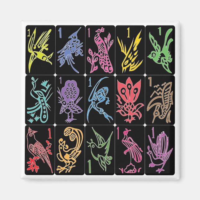 Mah Jongg One Bams Black/Multi Magnet (Devant)