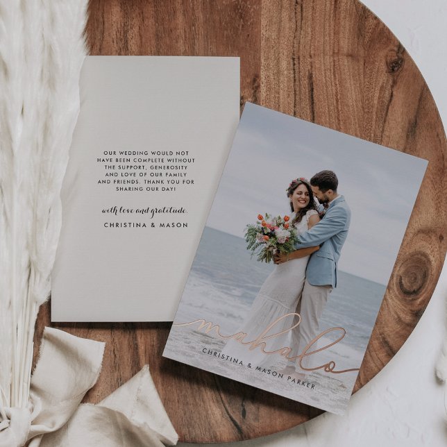 Mahalo | Carte de remerciements photo Mariage (Créateur téléchargé)