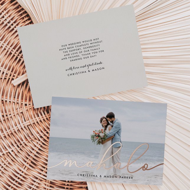 Mahalo | Carte de remerciements photo Mariage (Créateur téléchargé)