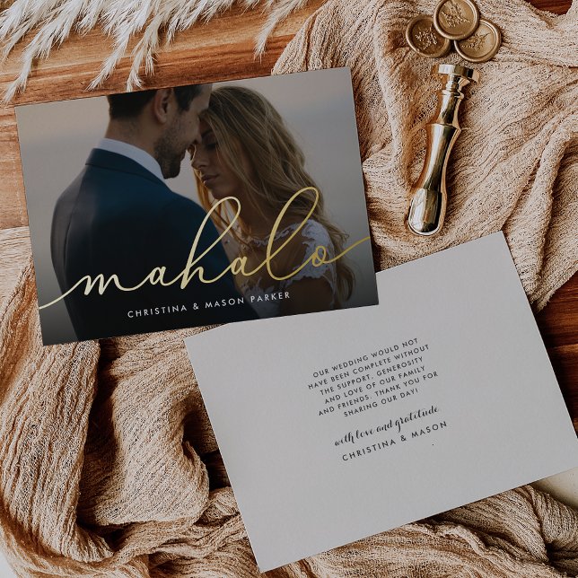 Mahalo | Carte de remerciements photo Mariage (Créateur téléchargé)