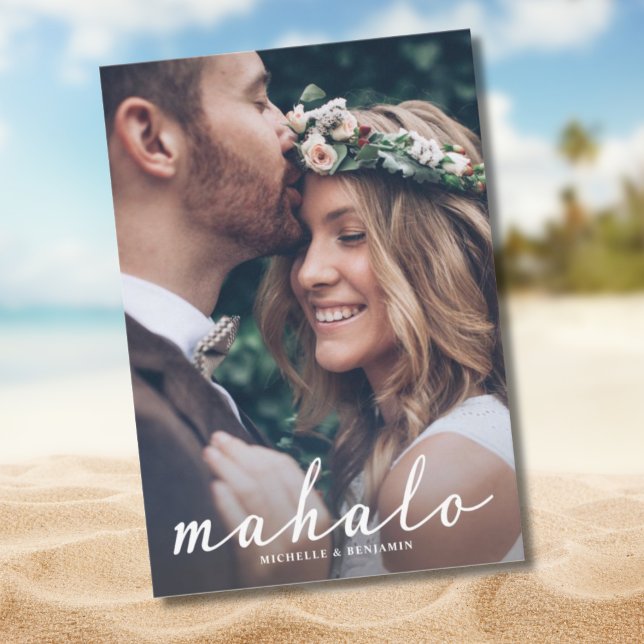 Mahalo Moderne Élégant Merci de mariage Carte phot (Créateur téléchargé)