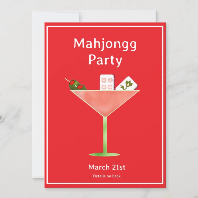 Mahjong Martini Cocktail Party Invitation (Devant)