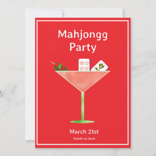 Mahjong Martini Cocktail Party Invitation