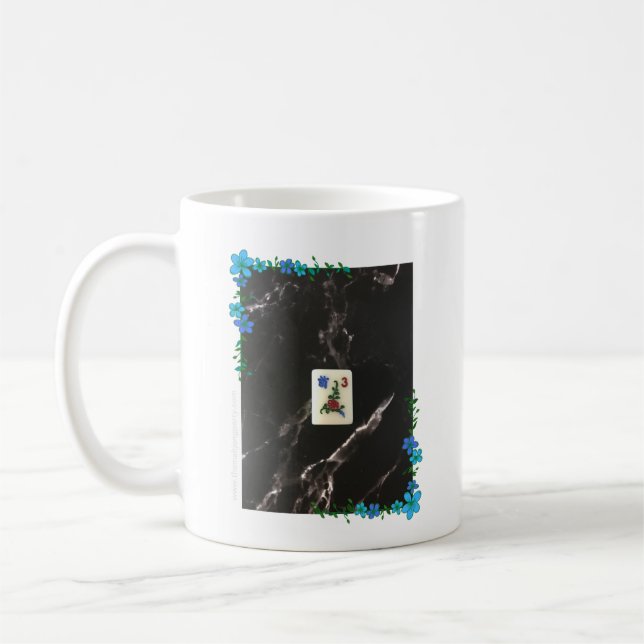 Mahjong Mug à Accent Floral Bleu (Gauche)