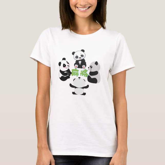 Mahjong Panda Cute Funny T-Shirt (Devant)