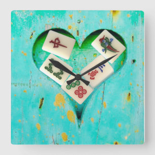 Mahjong remplit mon coeur horloge rustique