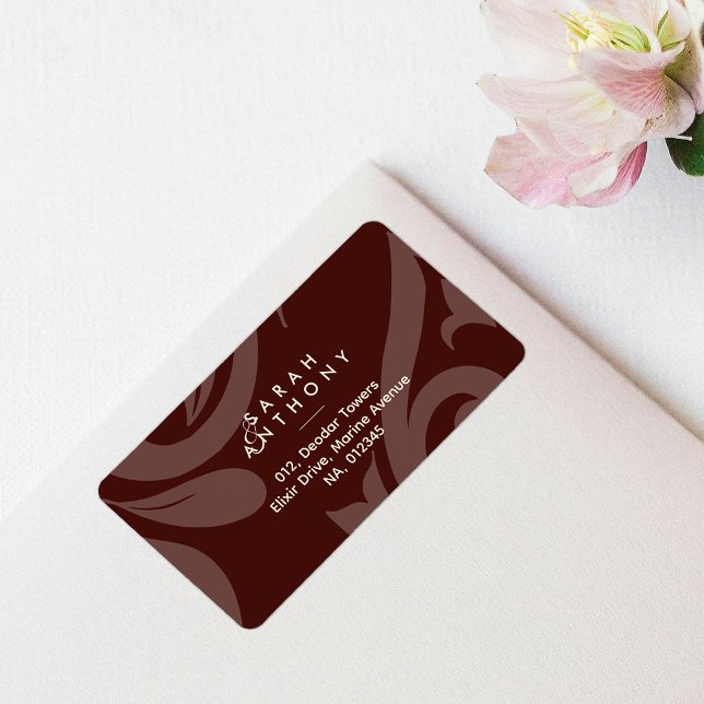 Mahogany Red Damask Classique Mariage Étiquette de (Créateur téléchargé)