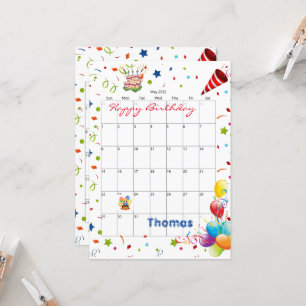 Mai 2022 Calendrier Bonne Invitation Anniversaire