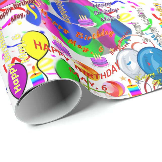 Mai, 6 Anniversaire Papier Cadeau (Coin rond)