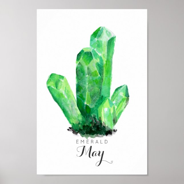 Mai Birthstone - Aquarelle d'émeraude | Poster (Devant)