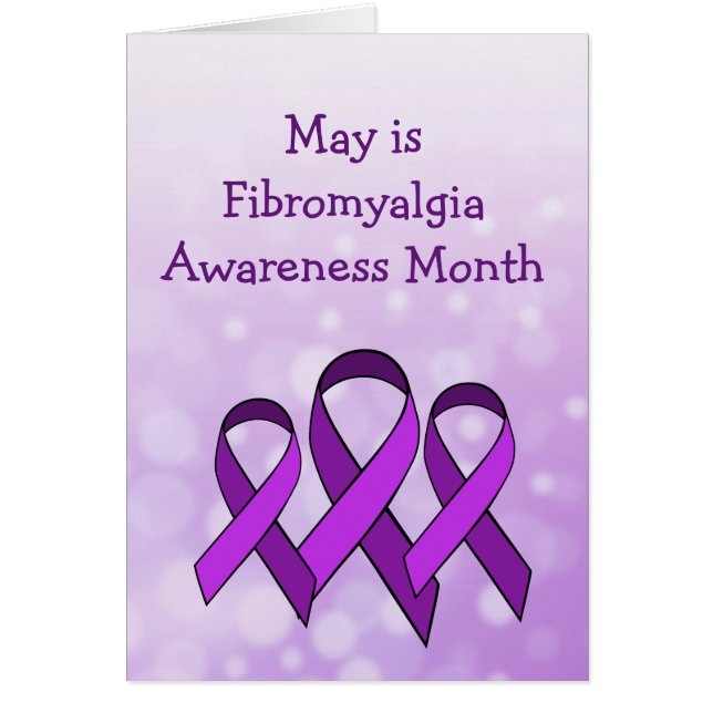 Mai est Fibromyalgia Mois Purple Ribbon Card (Devant)