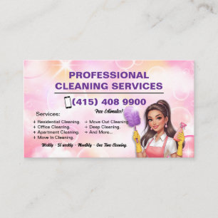 Maid Janitorial Lady Maison Carte de visite Nettoy