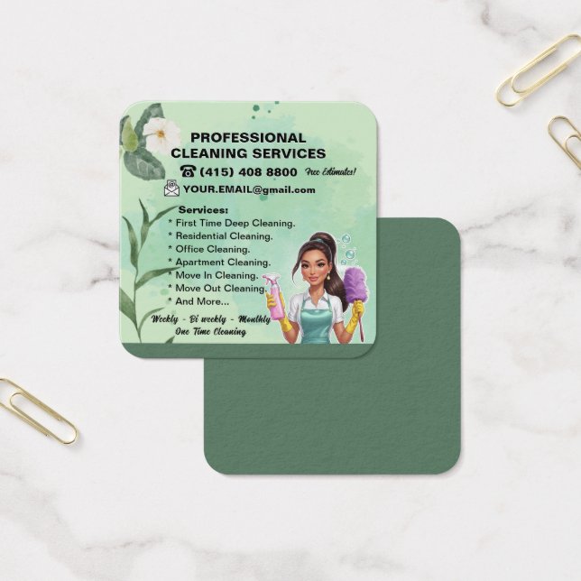 Maid Janitorial Lady Maison Carte de visite Nettoy (Bureau)