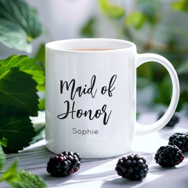 Maid of Honor Black White Mariage Mug (Créateur téléchargé)