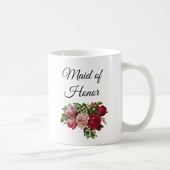 Maid of Honor Floral Roses Bouquet Mug (Droite)
