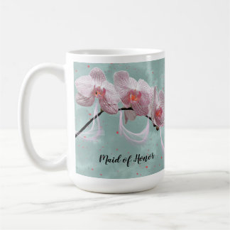 Maid of Honor Mug Pink Orchids Arrière - plan vert