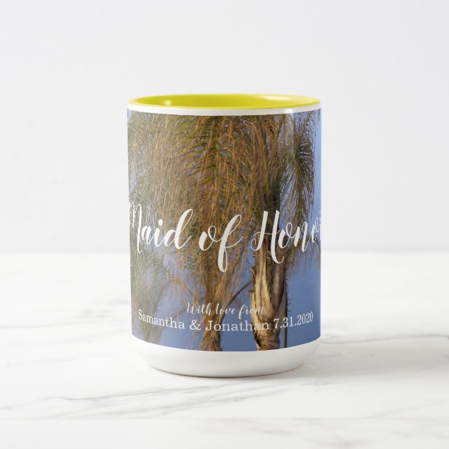 Maid of Honor Palm Trees Personalized Mugs (Centre)