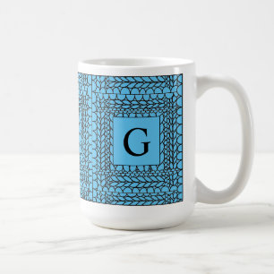 MAILLE ENVERS BLEU Grand Mug Blanc + Texte