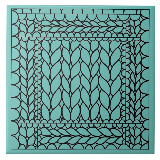 MAILLE ENVERS BLEU VERT Carreau en céramique (Devant)
