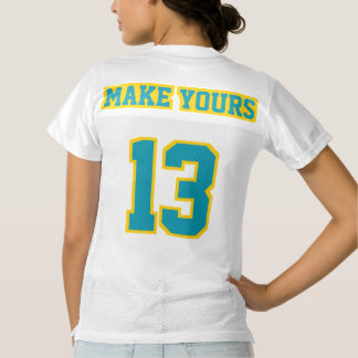 Maillot De Foot Pour Femmes 2 Côté TURQUOISE OR JAUNE BLANC Femmes Sport Jerse