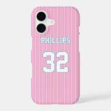 Maillot de softball rose bleu blanc nom numéro