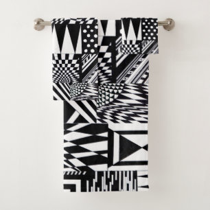 main blanche de motif de noir géométrique abstra